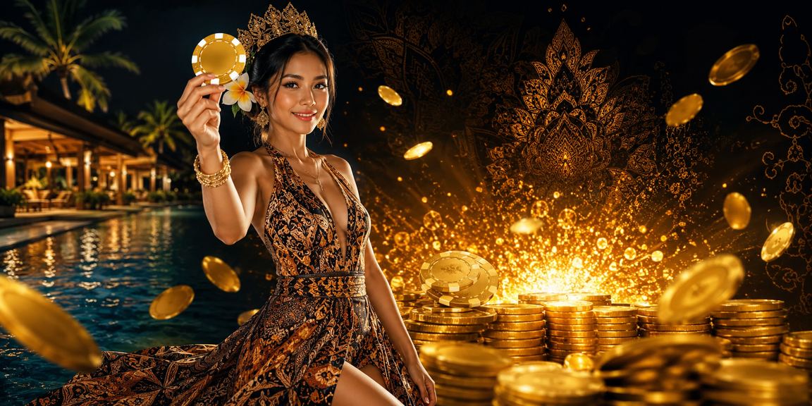 Suasana pantai tropis dengan tampilan bonus VIP di layar perangkat digital