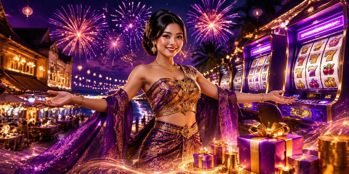 Tampilan permainan slot di suasana pasar malam yang meriah dan berwarna-warni